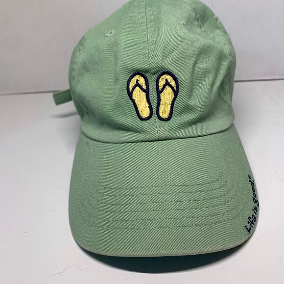 Life is Good Green Flip Flop Adjustable Strap Baseball Hat - Picture 1 of 8